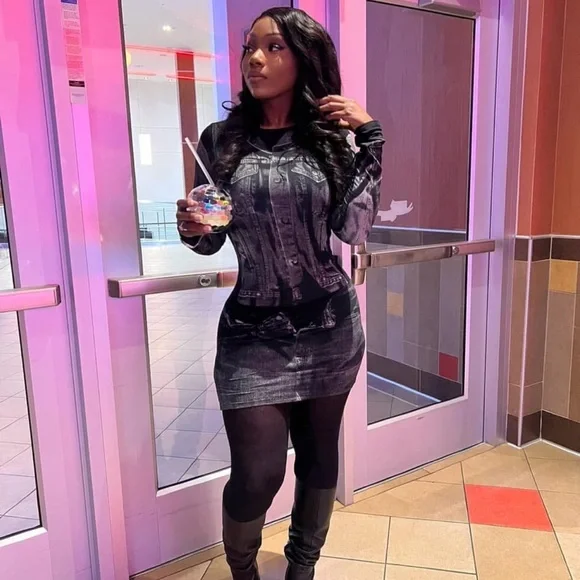 Jean Paul Gaultier Black and Gray Long Sleeve Dress - Picture 2 of 2